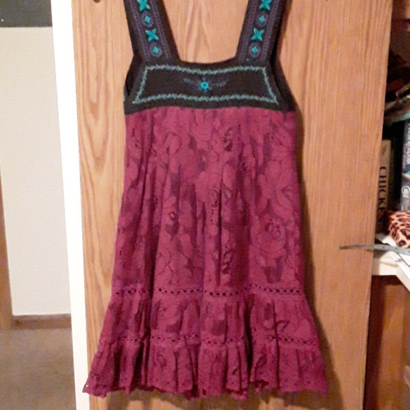 Free People embroidered lace ruffle dress 4 - Picture 5 of 6